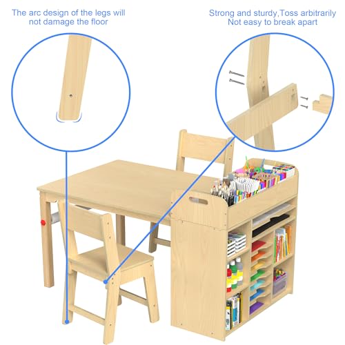 Kids Art Table and 2 Chairs with Storage, Ages 8-12, 47 x 30 Inch - view 7