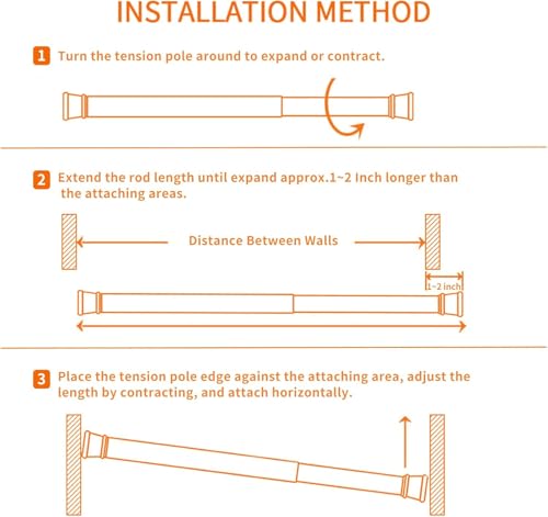 1Pcs Tension Rods Room Divider, Adjustable Curtain Rod No Drill, 53-100Inch - view 6
