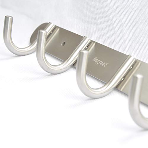 Coat Hook Rack Wall Mounted - Towel Hook Rail with 6 Round Hooks/16-inch/304Stainless Steel Brushed Nickel/Super Easy Installation/Rust and Water Proof/Perfect Home Storage & Organization - view 3
