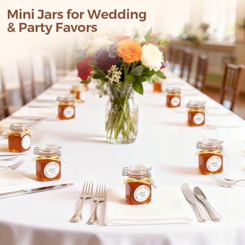 Square Small Glass Spice Jars with Airtight Lids 4 oz 12 Pack Pantry - view 6