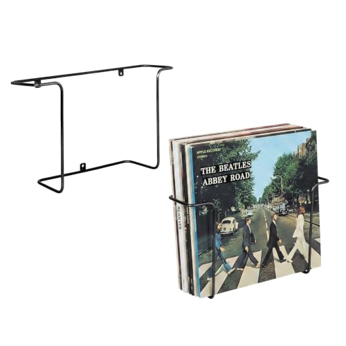 2 Pack Vinyl Record Wall Mount Holder Black Metal Display Shelf