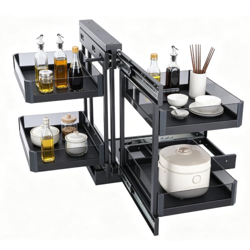 Blind Corner Cabinet Pull-Out Organizer, 2-Tier, Soft-Close, 4 Shelves - view 6