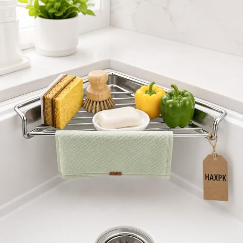 Stainless Steel Corner Sink Shelf, Sink Corner Drying Rack Organizer，1PCS