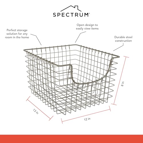 Diversified 98977 Scoop Wire Basket, Vintage-Inspired Steel Storage Solution for Kitchen, Pantry, Closet, Bathroom, Craft Room & Garage, Single, Satin Nickel (Pack of 4) - view 6