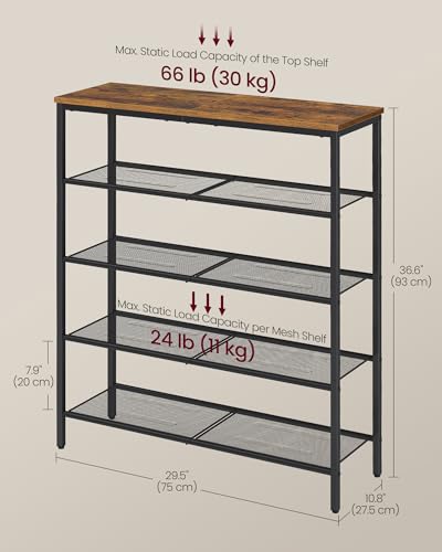 5-Tier Shoe Rack, 18-24 Pairs, Metal Mesh - view 3