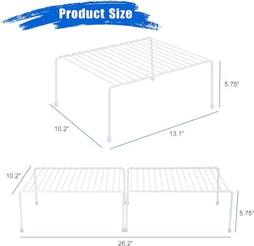 Medium (13.1 x 10.2 Inch) Cabinet Storage Shelf Rack, 6 Shelves, Kitchen Counter and Cabinet Shelf, Storage Rack Organizer for Kitchen, Fridge, Cabinet, Bathroom Cupboard & Pantry, White - view 3