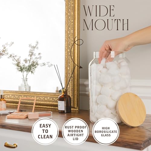 1 Gallon Glass Large Jar with Airtight Bamboo Lid - Strong Clear Borosilicate Canister for Kitchen Food Storage Organizing, Terrarium, Pantry Decorative Container & Laundry Room - Pack of 1 - view 2