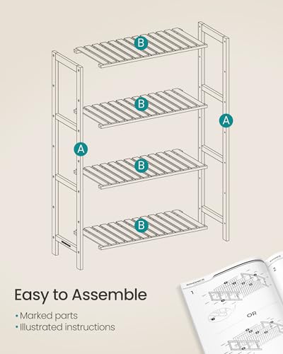 4-Tier Bamboo Shelf, Freestanding Bathroom Storage Rack - view 7
