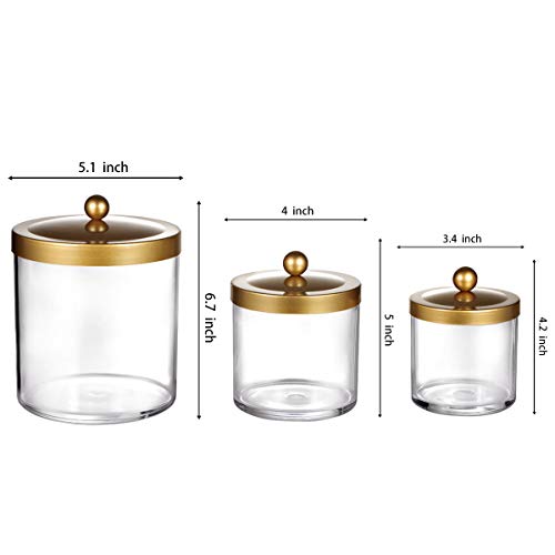 3Pack Large Plastic Apothecary Jars with Gold Metal Lids - view 5