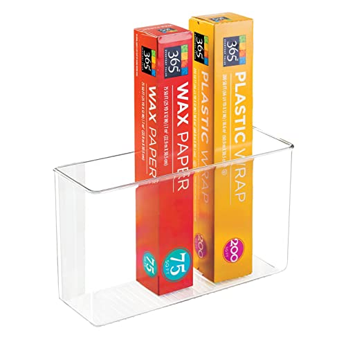Plastic Adhesive Mount Storage Organizer Container for Kitchen or Pantry Wall Organization - Space Saving Holder for Sandwich Bags, Foil - 11" Wide - Ligne Collection - Clear
