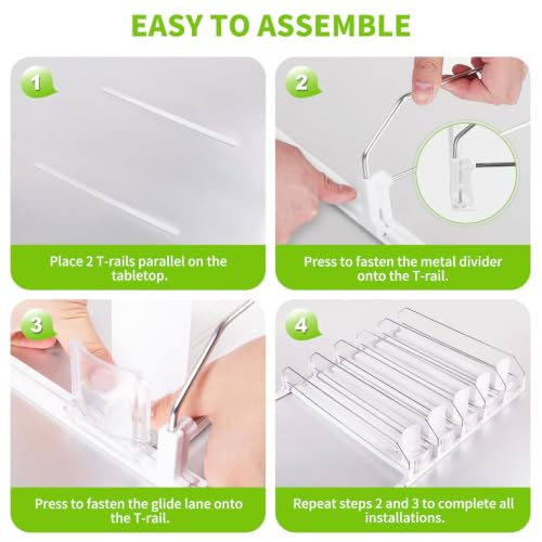 Drink Organizer for Fridge, Soda Can Organizer for Refrigerator with Automatic Pusher Glide, Adjustable Width Drink Dispenser for Fridge, Holds up to 25 Cans or Bottles, 5 Row - view 6
