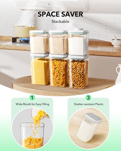 Food Storage Container Sets, 2.8 Qt *2+ 4.2 Qt *4 Airtight Canisters with Lids and 130ml Scoop, BPA-Free Plastic Pantry Containers for Flour, Sugar, Rice - view 4