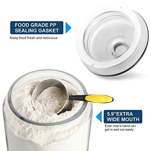 1.5 Gallon Glass Canisters with Airtight Lids, 2 Pack Flour & Cookie Jars - view 4