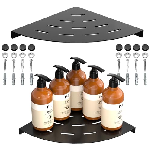 2 Pack Corner Shower Shelves Load Capacity 40 lbs 304 Stainless Steel Shower Corner Shelf Will not Rust 8in Shower Shelf for Inside Shower Matte Black Drilling Installation
