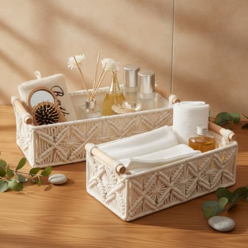 Boho Decor Cute Woven Gift Basket Small Storage Baskets for Organizing - view 5