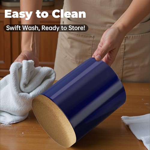 Ceramic Kitchen Utensil Holder for Countertop, Modern Crock with Non-Slip Cork Base, Counter Organizer for Cooking Tools, Blue - view 5