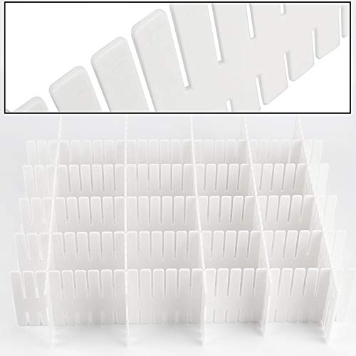 60 PCS 12.6 x 2.76 Inch White Drawer Dividers, Adjustable Premium Plastic Drawer Divider Organizers for Makeup Drawers Desktop Kitchen Drawer Organizers and Storage - view 5