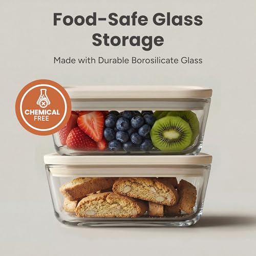 Glass Food Storage Containers with Lids & Organizer (Cream) - view 5