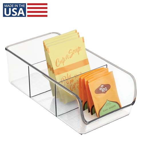 Stackable 3-Section Divided Storage Bin, Clear - view 2