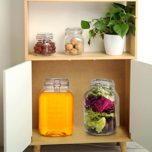 1.1 Gallon Large Glass Food Storage Jars with Airtight Lids,Set of 2 Square Wide Mouth Airtight Glass Storage Container,135oz Kitchen Mason Jar with Measurement Mark,for Flour Sugar Canning. - view 4