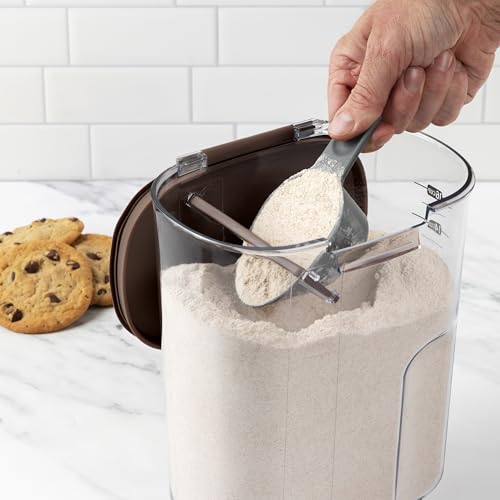 + Airtight Food Storage Container Set – Clear Plastic Flour and Sugar Canister Set with Magnetic Accessories for Kitchen Organization (Brown, 9-Piece) - view 6