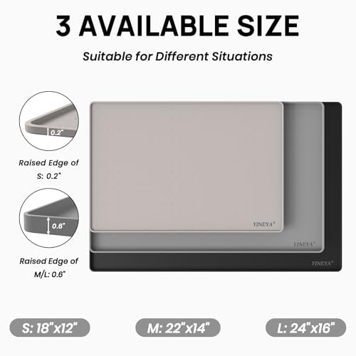 24" x 16" Silicone Under Sink Mat Waterproof, 0.6" Raised Edge(Gray) - view 2
