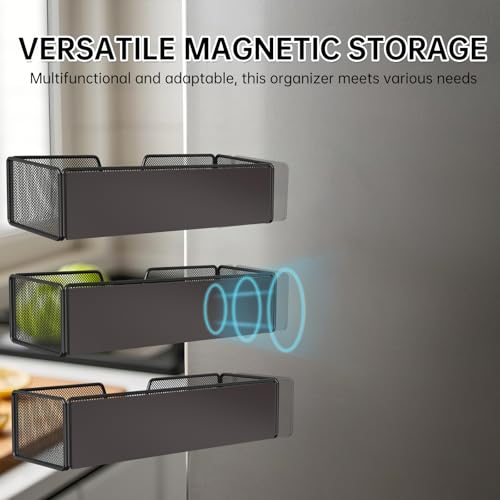 Magnetic Basket Organizer Holder for Fridge Magnetic Shelf Magnetic Storage Bin Box Containers for Refrigerator Whiteboard Classroom Magnetic Organizer - view 2