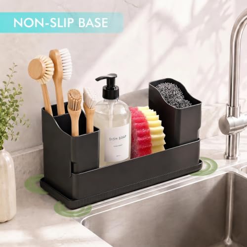 Sponge Holder for Kitchen Sink with Drying Stone, Black - view 3
