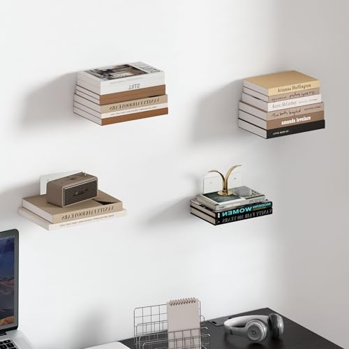 Invisible Floating Bookshelves Wall Mounted White - view 2