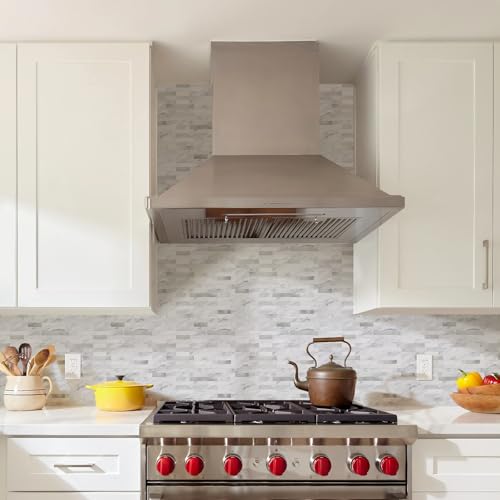 Peel and Stick Backsplash, PVC Wall Tiles Stick on Backsplash for Kitchen(10 Sheets, White Marble with Metal Silver) - view 2