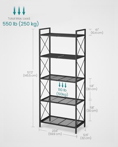 5-Tier Steel Storage Rack, Shelving Unit with X Side Frames - view 3