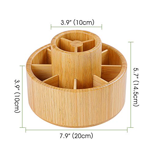 Bamboo Rotating Art Supply Desk Organizer, Pencil Holder Desktop - view 2