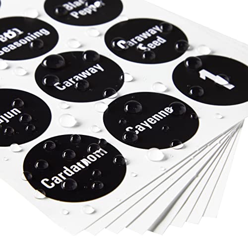Spice Labels Stickers - 144 Round 1.5-Inch Water-Resistant Vinyl - Preprinted Chalkboard-Style Labels for Glass Spice Jars & Seasoning Containers - Pantry Organization - view 6
