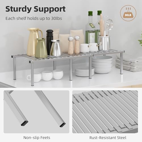 Expandable Cabinet Organizer Shelf, Set of 4, Gray - view 3