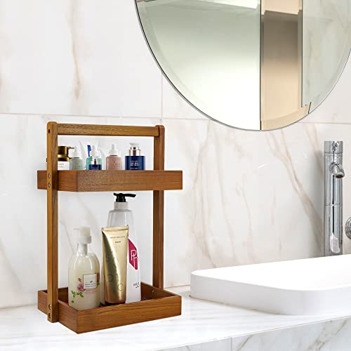Teak Dish Drying Rack and 2 Tier Standing Shower Organizer Caddy - view 6