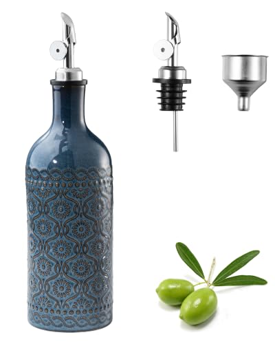 18 oz Ceramic Olive Oil Dispenser Bottle with Funnel
