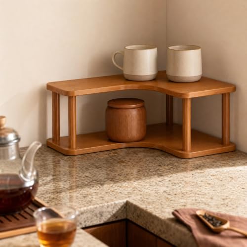 Corner Tabletop Storage Shelf Open Shelving Multi-Layer Tabletop Corner Shelf Compact for Countertop, 3 Tier - view 7