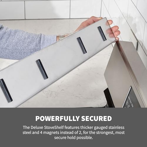 StoveShelf Deluxe 30" Length Stainless Steel Finish Magnetic Shelf for Kitchen Stove - Extra Strength Double Magnets - Kitchen Storage Solution with Zero Installation - Over Stove Spice Rack Organizer - view 4
