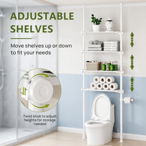 Tension Mount Over The Toilet Storage Shelf, No-Drill, Slim Design - view 3