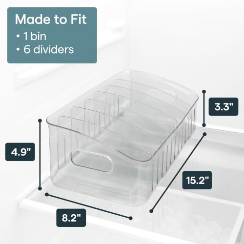 FreezeUp Freezer Bin 15", BPA-Free Clear Fridge Organizer with Adjustable Dividers and Handles for Frozen Food and Leftovers - view 3