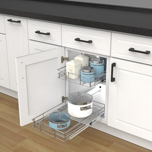Pull Out Cabinet Organizer,Slide Out Kitchen Cabinet Storage Shelf and Drawer Organizer NEED 18" W and 22" D Cabinet, Chrome Finish (17 * 21 in) - view 4