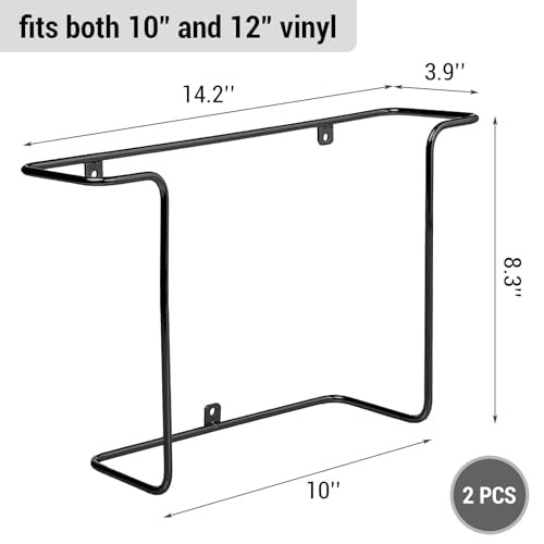 2 Pack Vinyl Record Wall Mount Holder Black Metal Display Shelf - view 5