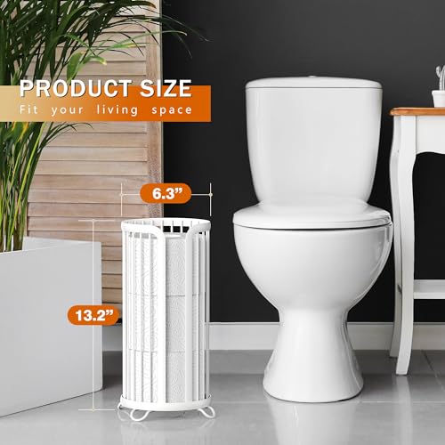 Toilet Paper Holder Stand, Freestanding Toilet Tissue Organizer, Minimalistic Storage Solution, Reserve Mega Rolls,Modern -2PACK White - view 4
