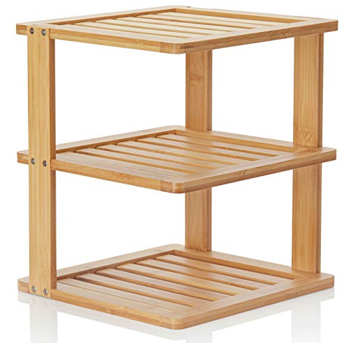 Bamboo Corner Shelf, 3 Tier, 10 x 10 inch, 11.5 inches high