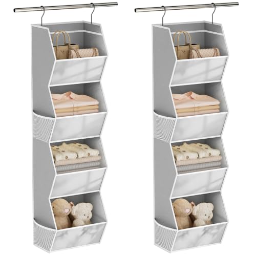 4 Shelf Hanging Closet Organizers and Storage for Kids 2 Packs, Grey