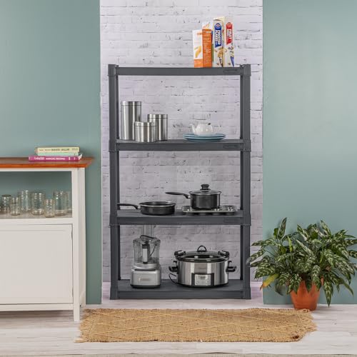 4 Shelf Unit, Heavy-Duty Shelving Storage and Utility Rack - Standing Plastic Organizer Shelves for Kitchen, Bathroom, and Garage - view 2