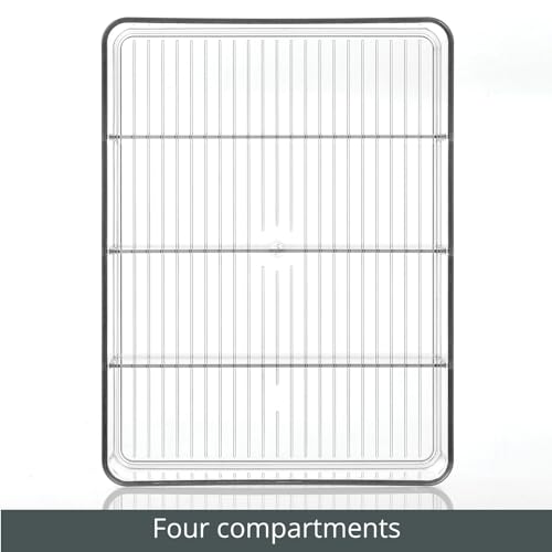 Plastic Stackable Tea Bag Storage Organizer Bin with 4 Divided Compartments - Holder for Kitchen Cabinet, Pantry, Countertop - Holds Sugar Packets, Coffee Pods, Ligne Collection, 2 Pack- Clear - view 3