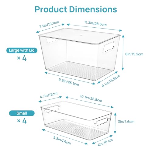 8 Pack Clear Storage Bins with Lid Set for Pantry Organizer - view 2