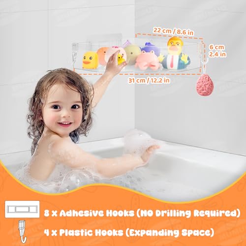 Bath Toy Storage for Baby & Toddler, 2 Pack Clear Adhesive Shower Caddy - view 2