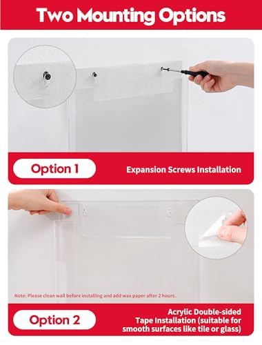 Wall-Mounted Parchment Paper Sheets Holder, Wax Paper & Deli Wraps Organizer for 10×10in/12×12in, Clear Acrylic Dispenser with Screws & Tapes for Kitchen & Bakery, Holds 100–200 Sheets - view 6